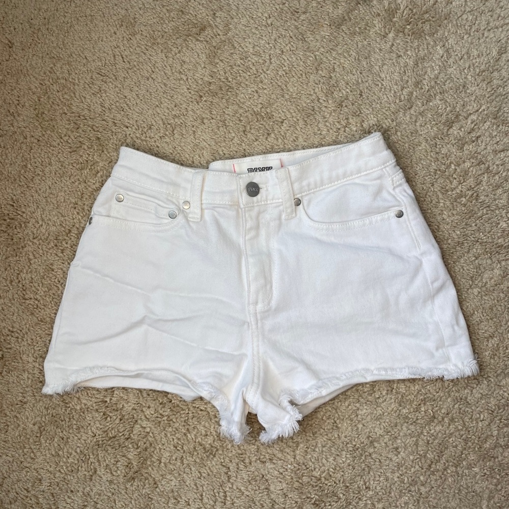PINK white denim shorts